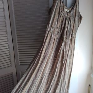 CP SHADES LINEN NEUTRAL SUMMER STRIPED SUNDRESS SZ XL